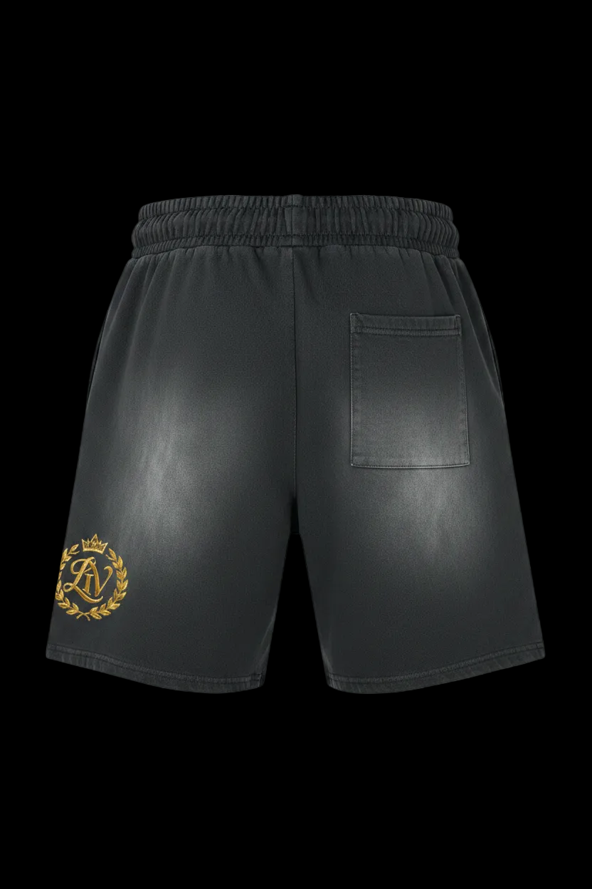 Rectangle Patch Monkey Washed Shorts