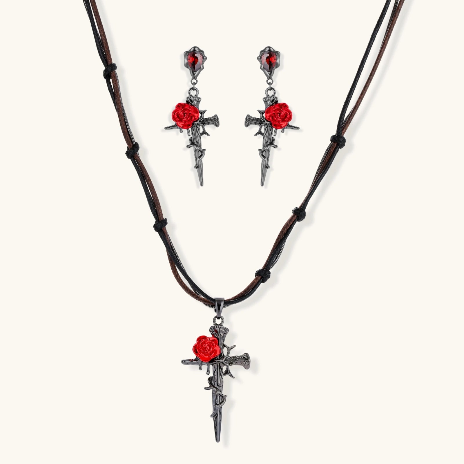 Thorned Rose Cross Set