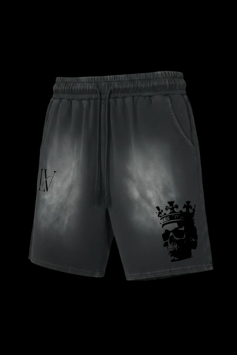 Rectangle Patch Monkey Washed Shorts